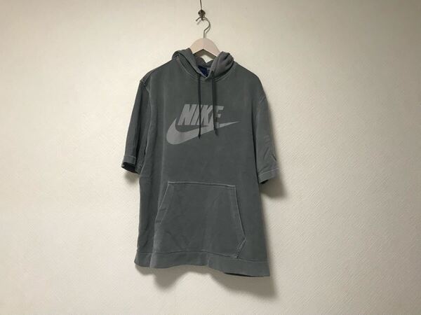 本物ナイキNIKEコットンロゴプリントパーカースウェット半袖TシャツメンズサーフアメカジミリタリーワークXXLグレー2XL