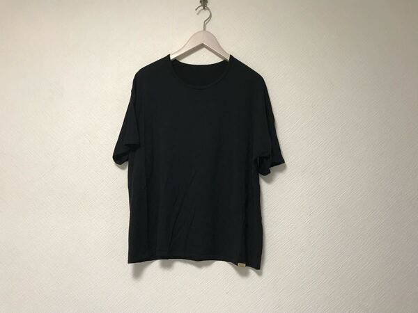 本物コリーナCOLINAウール半袖Tシャツメンズレディースサーフアメカジミリタリービジネススーツモードゴルフドレス黒ブラックM日本製