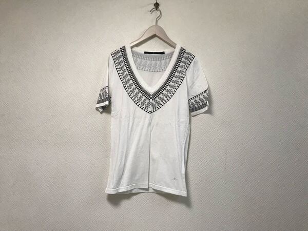 本物ノーアイディーNOID.コットンVネックプリント半袖Tシャツメンズサーフアメカジミリタリーワークビジネススーツモード白ホワイト2M