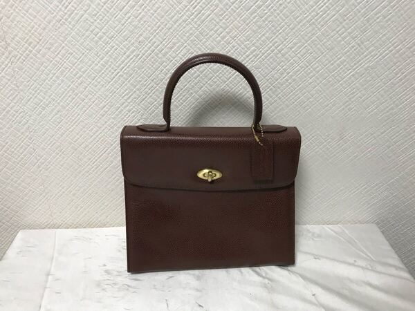 本物オールドコーチCOACH本革レザーミニハンドトートハンドバッグビジネスバックメンズレディース旅行トラベル茶ブラウンイタリア製