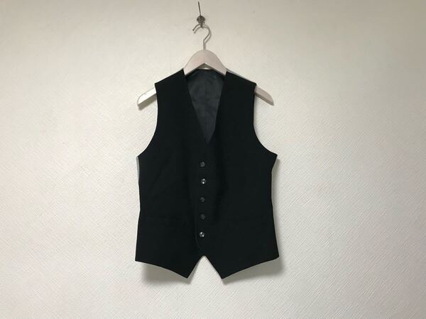 美品本物スーツセレクトSUITSELECTウールリバーシブルジレベストメンズビジネススーツモードゴルフドレスバイカー黒ブラックグレー170Y5S