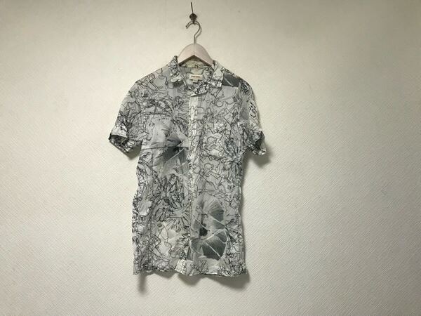 本物ディーゼルDIESELコットン総柄プリント半袖シャツメンズサーフアメカジミリタリーストリートスケーターワークゴルフ白ホワイトM