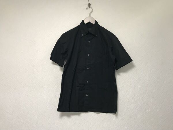 本物タケオキクチTAKEOKIKUCHIコットン半袖シャツメンズサーフアメカジミリタリービジネススーツモードゴルフドレス黒ブラック2M日本製