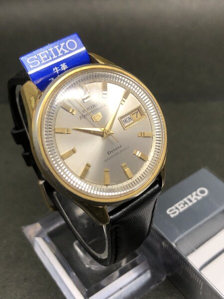名品◆セイコー【76スポーツマチック5 デラックス】希少インナーベゼル◆1966年製◆SEIKO純正新品ベルト◆機械測定平置き±0-10(数値好調)
