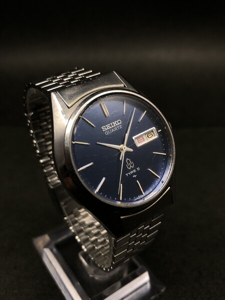 オールドクオーツの名品◆セイコー/SEIKO【タイプⅡ/TYPE2】希少青文字盤◆亀戸精工舎1977年製◆新品電池交換済(好調稼働品)