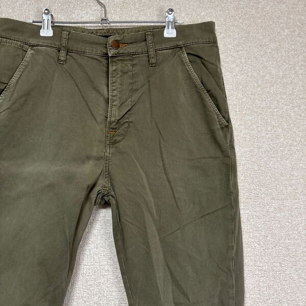 nudie jeans ヌーディジーンズ ストレッチコットンスリムパンツカーキ W31L32 メンズ スキニーパンツ メンズMサイズ