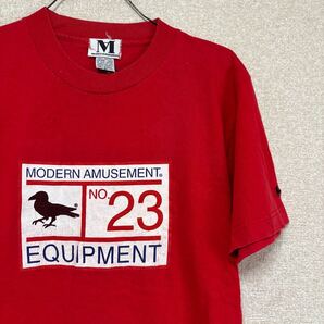 90s 【USA製】モダンアミューズメント Modern Amusement 赤 レッド プリント 半袖 Tシャツ メンズSサイズ