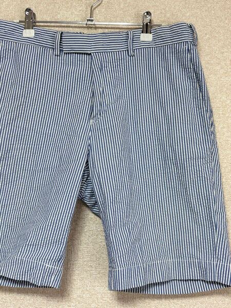 POLO by RALPH LAUREN SUFFIELD FIT 青と白のストライプ スリムフィットパンツ ハーフパンツ サイズ30 ショートパンツ メンズMサイズ