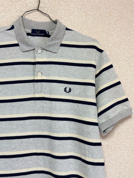 90s 【ヒットユニオン】 FRED PERRY フレッドペリー ボーダー ポロシャツ polo shirt made in japan メンズM