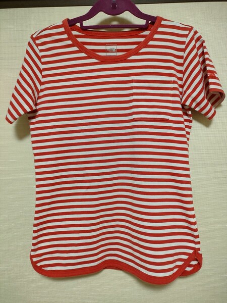 【洗濯済】THE NORTH FACE 半袖シャツ レッドボーダー Tシャツ NTW11410 ザノースフェイス