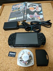 【動作確認済】PSP 1000 ピアノブラック 純正充電器付 メモリースティック32MB付 ブリーチ ヒート・ザ・ソウル5付