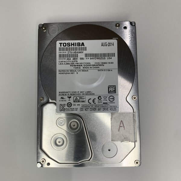AVコマンド対応 TOSHIBA 3TB HDD DT01ABA300V 3.5インチHDD SATA 管理A