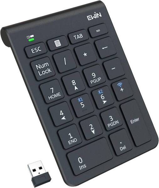 Ewin テンキー Bluetooth/ 2.4G接続 numlock非連動 3台デバイス接続 ワイヤレス 数字キーボード 【管理番号:A262】