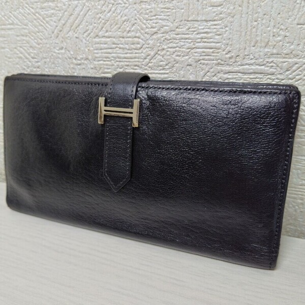 HERMES エルメス ベアン スフレ シルバー金具 A刻印 レザー 長財布 送料無料