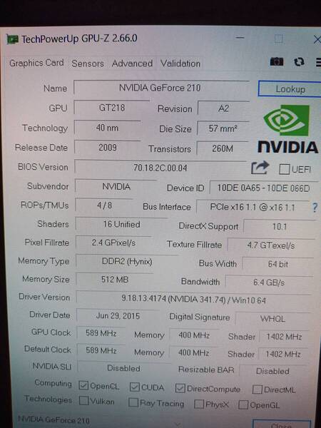 送料無料 玄人志向 GeForce 210 GT218