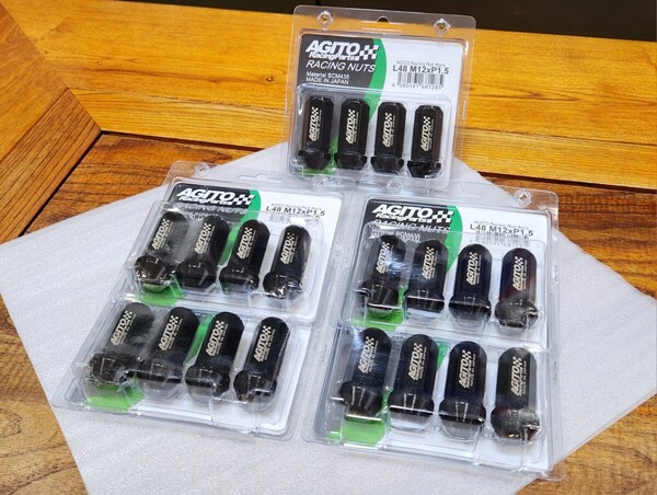 AGITO│レーシングナット 貫通│M12×P1.5│20本│48mm│60°テーパー座|L48|アギト|ホイールナット|トヨタ ホンダ マツダ 三菱