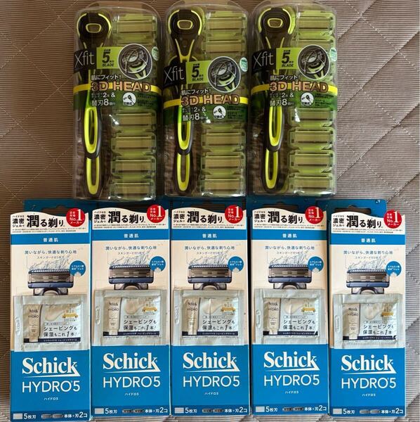 シック ハイドロ5 プレミアム、Schick HYDRO5 PREMIUM、普通肌、貝印、KAI、Xfit、替刃8、クロスフィット、計8個セット、サイズ60発送