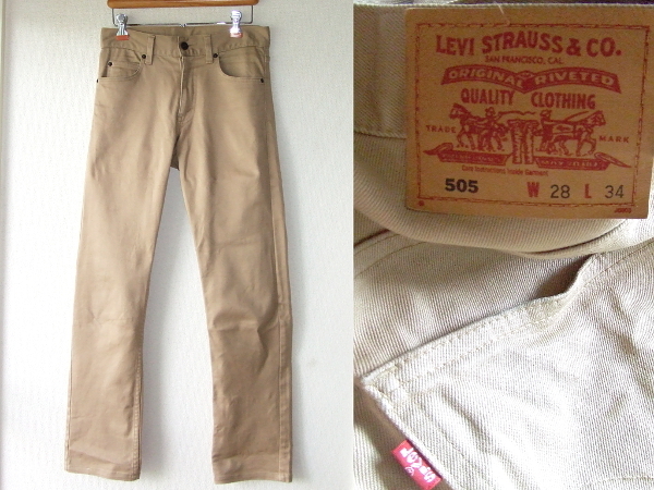 w28★リーバイスLEVI'S★505ストレッチ チノパン ストレート細身ベージュ パンツ スリムストレート