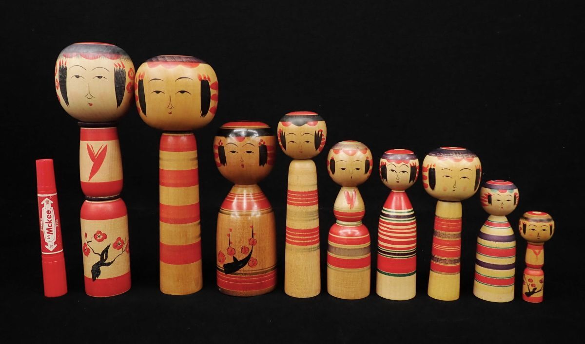 中古　こけし　人形　日本　木製　高橋　セット　伝統　コレクション　M 中古 こけし 人形 日本 木製 高橋 セット 伝統 コレクション M