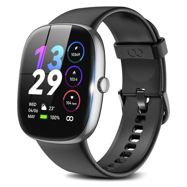 スマートウォッチ ブラック Bluetooth5.3 着信&メッセージ通知 1.69インチ 大画面 多機能 腕時計 歩数計 iPhone Android 活動量計 IP67防水
