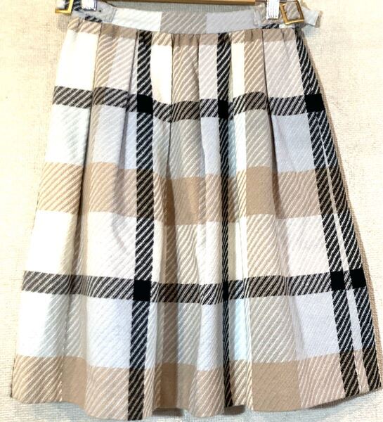 BLUE LABEL CRESTBRIDGE☆スカート☆大柄チェック☆ベルト☆三陽商会☆日本製☆ブルーレーベル クレストブリッジ 定価36,000円 淡色 極美品
