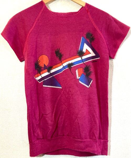 VINTAGE T-SHIRT★70's-80'sVINTAGE★半袖スウェット★Tシャツ★FLORIDA★グラフィック★両面★ラバープリント★USA製★ビンテージ★赤