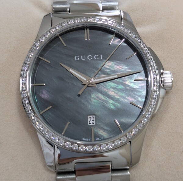 新品未使用 グッチ GUCCI ダイヤ マザーオブパール ブラック Gタイムレス メンズ 腕時計 YA126458 38ミリ ウォッチ