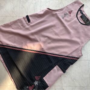 新品 大きいサイズ 刺繍入りエプロン ブラック LL〜3L