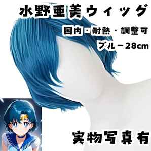 ウィッグ カツラ 水野亜美 セーラームーン ブルー 国内28cm【残3】