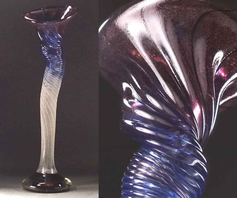 【最終価格】岩田藤七 瑠璃色ガラス花瓶 吹きガラス工芸品 ヴィンテージ 箱なし 2025年最新】Yahoo!オークション -岩田藤七 花瓶の中古品・新品