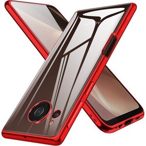 AQUOS sense7 plus ケース クリア t ストラップホール付き 軽 耐衝撃 スマホケース レッド 182