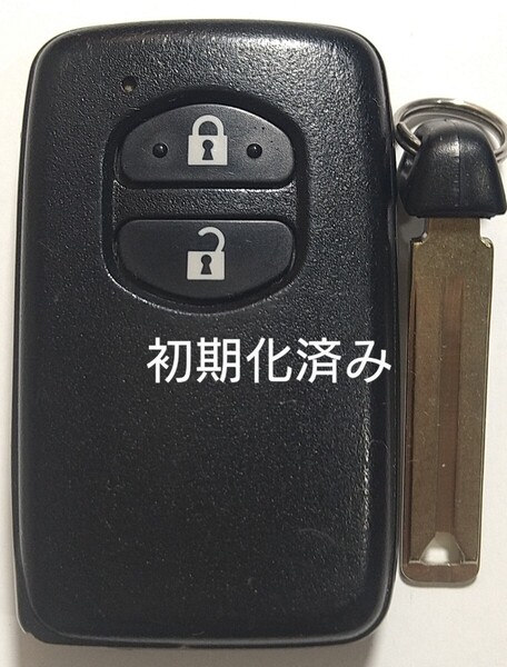 初期化済トヨタ純正 スマートキー 2ボタンプリウスアクアヴィッツウィッシュ基盤番号271451-5300ノーカットキー付き新品電池サービス39