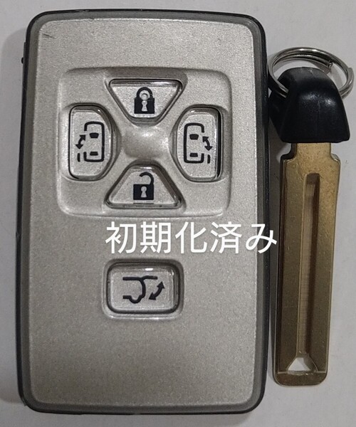 初期化済トヨタ純正スマートキー5ボタンエスティマ50 アルファード ヴェルファイア 基盤番号271451−6221ノーカットキー付き新品電池付き11