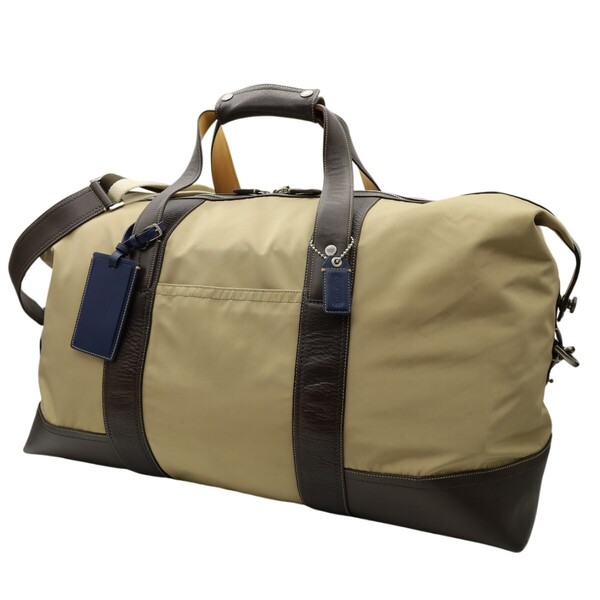 送料無料 美品 COACH コーチ メンズ ボストンバッグ ダッフルバッグ ナイロン レザー 2way ボストンバッグ F05020 カーキ 旅行 大容量