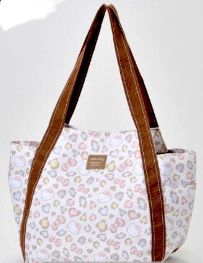 新品 キティちゃん ヒョウ柄 トートバッグ アイボリー 豹柄 ハンドバッグ ショルダーバッグ ハローキティ サンリオ Hello kitty ひょう柄