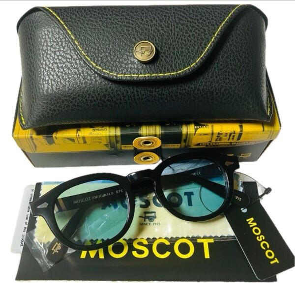 偏光 ブルーレンズ MOSCOT LEMTOSH 49 サングラス 新品 未使用 人気モデル 黒青 ブラック ブルー モスコット レムトッシュ 眼鏡フレーム