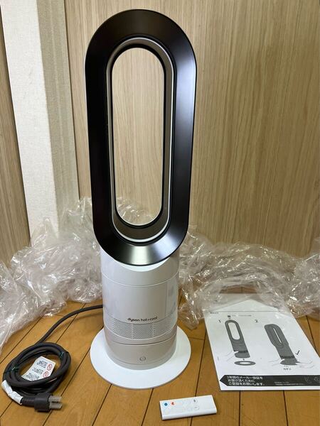 送料無料(美品)dyson ダイソン hot+cool ホット&クール 扇風機&セラミックファンヒーター AM09 ホワイトリモコン付 (S-42)