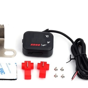 3in1 デジタル 電圧計 温度計 オートバイ KOSO USB充電器 警告機能 ボルトメーター バイク部品