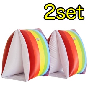 (2set) キッズ用 腕浮き輪 アームリング 子供 幼児 うきわ キッズ 水泳補助 水泳用品 虹色 浮き輪 腕 アーム 水泳 海 プール