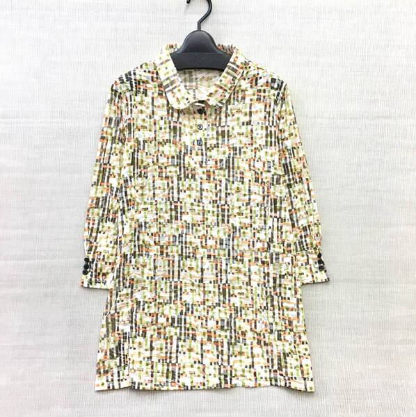【新品】涼感素材 7分袖 綿混 丈長 エリ付カットソー M-Lサイズ 送料無料⑤ やわらか素材 手洗いOK 婦人 レディース 夏服 ポロシャツ