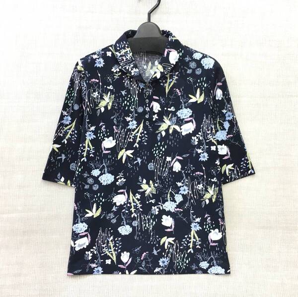 【新品】ML 日本製 婦人エリ付 カットソー 薄手 綿100% 5分袖 M-Lサイズ 涼しい n 接触冷感 強撚糸 手洗いOK ポロシャツ サイドスリット