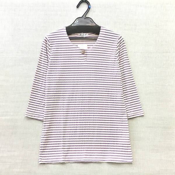 【新品】日本製 7分袖 婦人 綿混 カットソー M-L(9号)サイズ 東レ サッカー生地 送料無料 やわらか素材 伸縮性豊か 手洗いOK 冷房対策