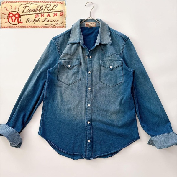 RRL Ralph Lauren ラルフローレン デニム ウエスタンシャツ ダメージ加工 ヴィンテージ加工 インディゴ M 長袖 木村拓哉 着用 キムタク
