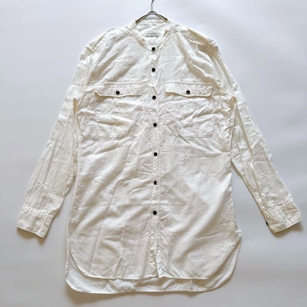 DRIES VAN NOTEN ドリスヴァンノッテン エポレット シアーシャツ 羽織り 長袖シャツ ホワイト 白 スケ感あり 36 ロング丈 オーバーサイズ