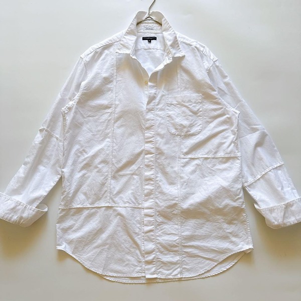 ENGINEERED GARMENTS エンジニアードガーメンツ Combo Short Collar Shirt Solid Cotton Flannel シャツ パッチワーク 長袖 ホワイト USA M