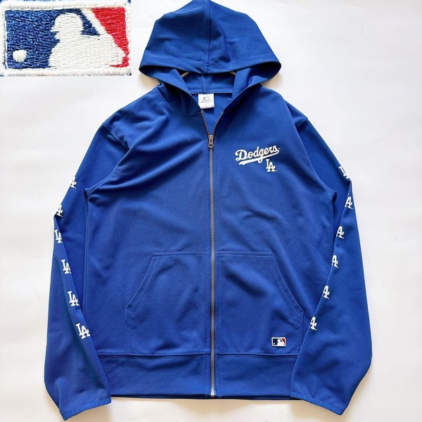 MLB公式 Dodgers ロサンゼルス ドジャース フルジップパーカー ジップアップ カノコ ワッペンロゴ 袖ロゴ 刺繍 薄手 大谷翔平 山本由伸 L