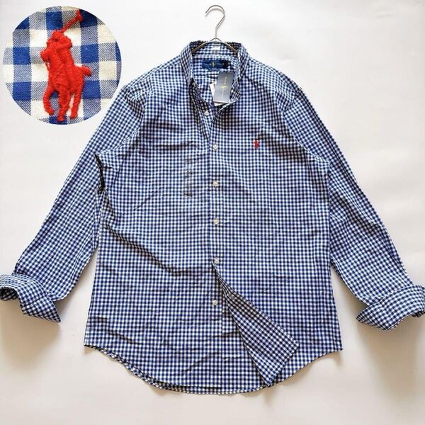 新品 POLO RALPH LAUREN ポロラルフローレン CLASSIC FIT クラシックフィット 長袖 ギンガムチェック ポニー刺繍 ボタンダウン BDシャツ M