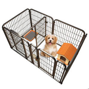 【仕切り板は自由に調整可能、トイレトレーニングに最適】 ペットサークル 犬ケージ 小型犬ゲージ ペットフェンス 室内犬 ドッグラン