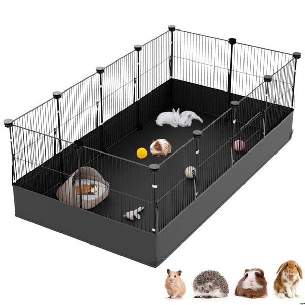 【11枚のパネル+1枚のドアパネルで形状を変更可能】 ペットゲージ 小動物 ウサギフェンス ペットサークル 室内 犬用サークル 防水マット