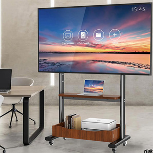 【キャスター付き壁寄せテレビスタンド】 テレビ台 32~75インチ対応 耐荷重50kg 収納棚付 ハイタイプ 多段階高さ調節